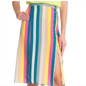 NWT Free Press Stripe Side Slit Midi Skirt Size XXS